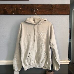 Champion Cream Pullover Hoodie with Script Logo